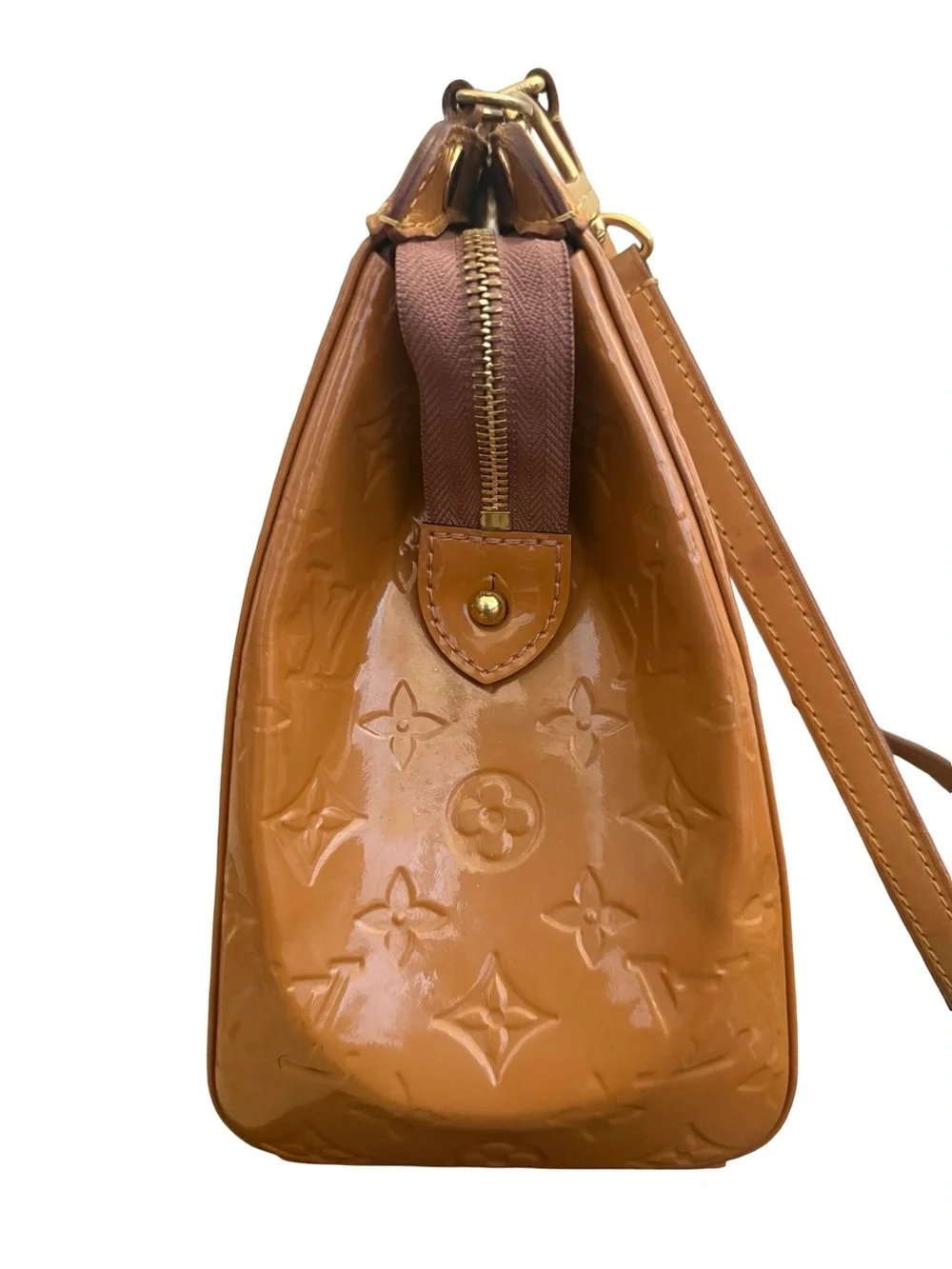 Louis Vuitton Vernis Brea GM Bronze Patent Leather Satchel Shoulder Bag